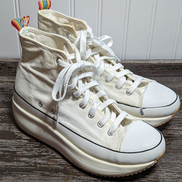 Madden Girl Women's White Platform Canvas Comfort High Top Sneaker Size 9 - Picture 1 of 8